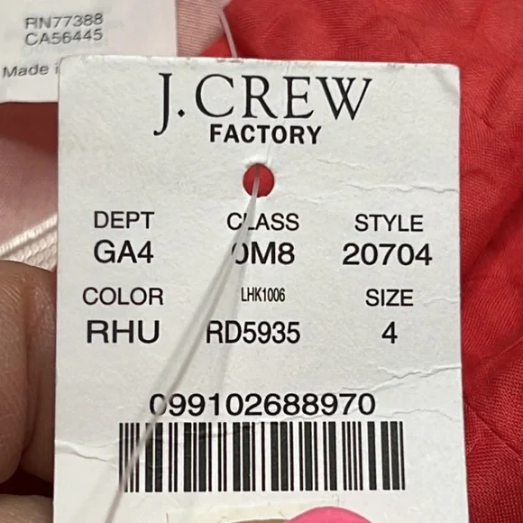 NWT J. Crew Factory (4) Lorelei coral strapless textured cotton dress - Picture 10 of 11